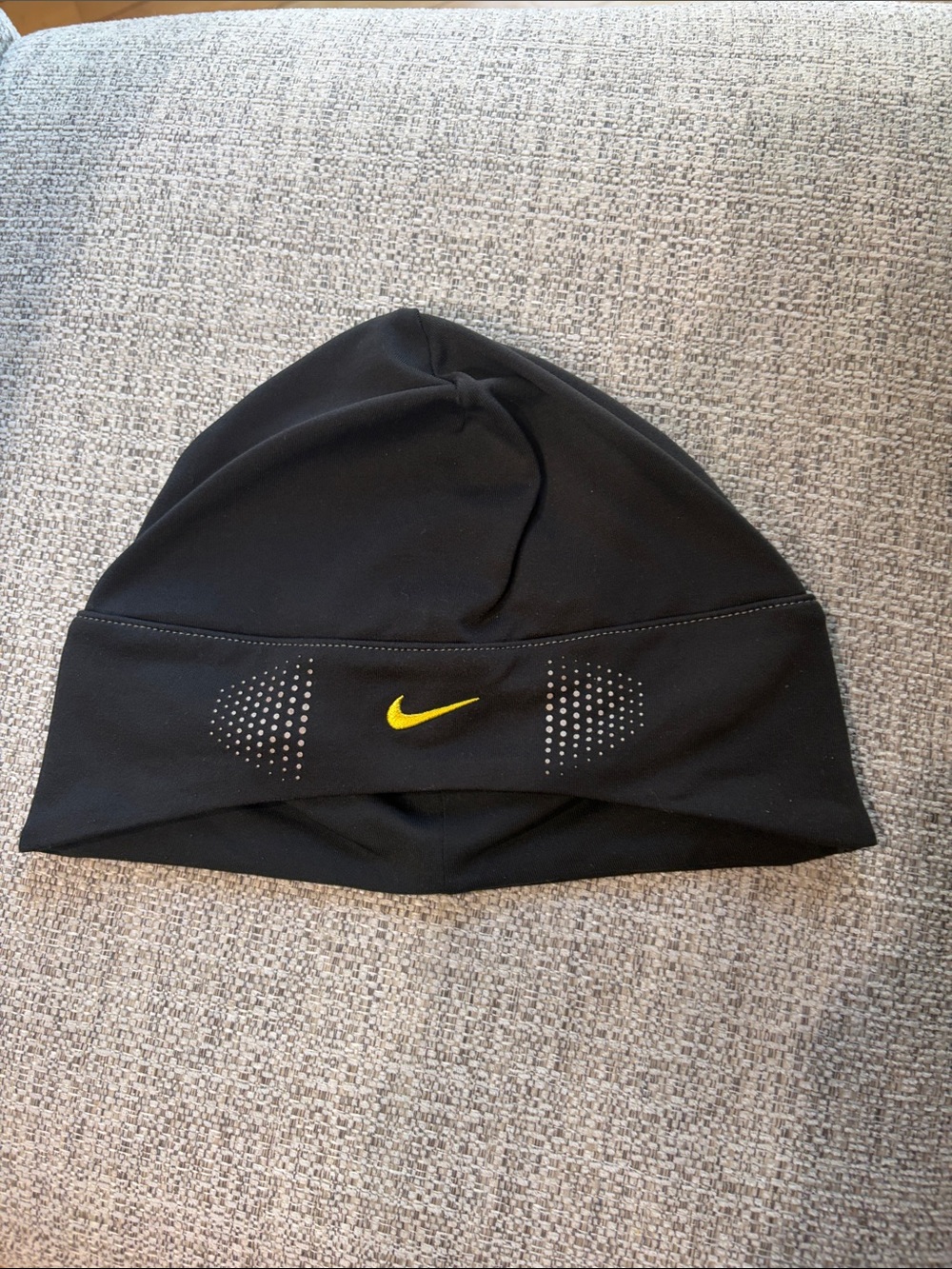 Nike Black Beanie with Yellow Swoosh